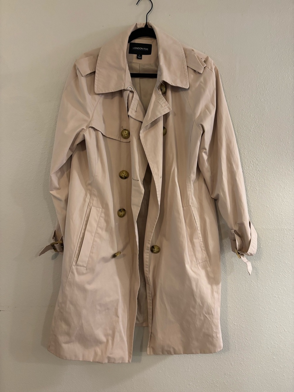 Light Beige Button Front Trench Coat London Fog